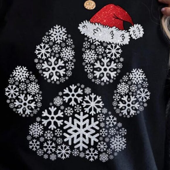 Christmas Dog Paw Shirt, Christmas Hat Pet Owner Gift - Picture 2 of 4